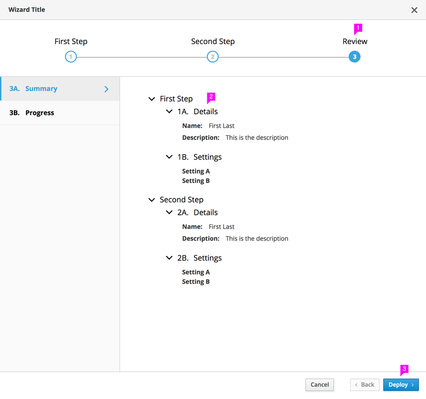 Wizard showing a summary step