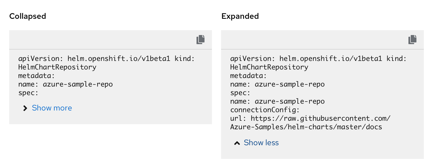 Expanded and collapsed code block