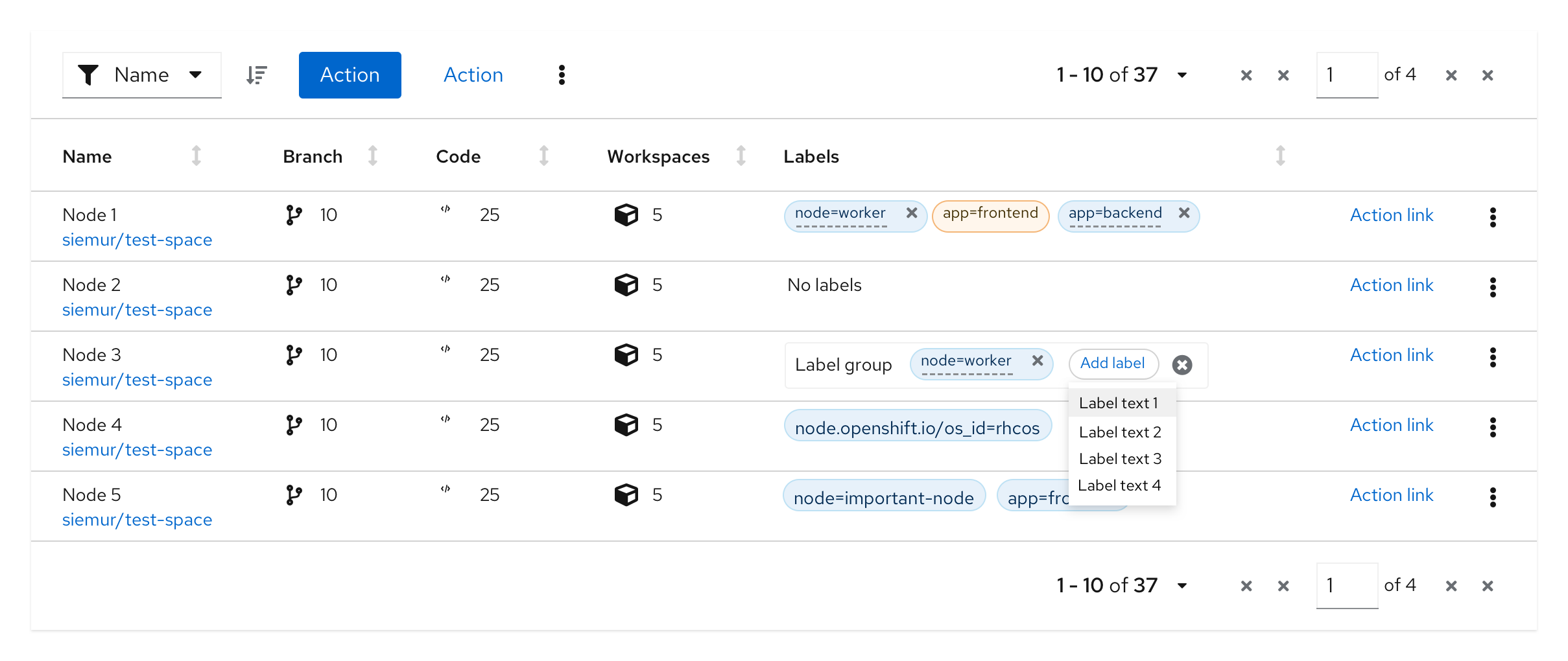 Add new label and select value from existing list