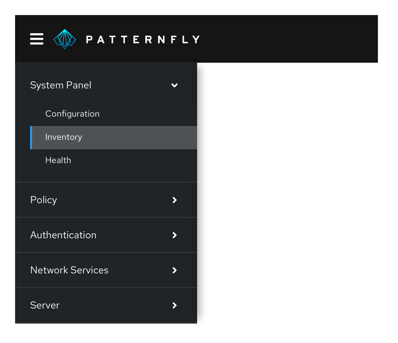 Example of expandable vertical navigation