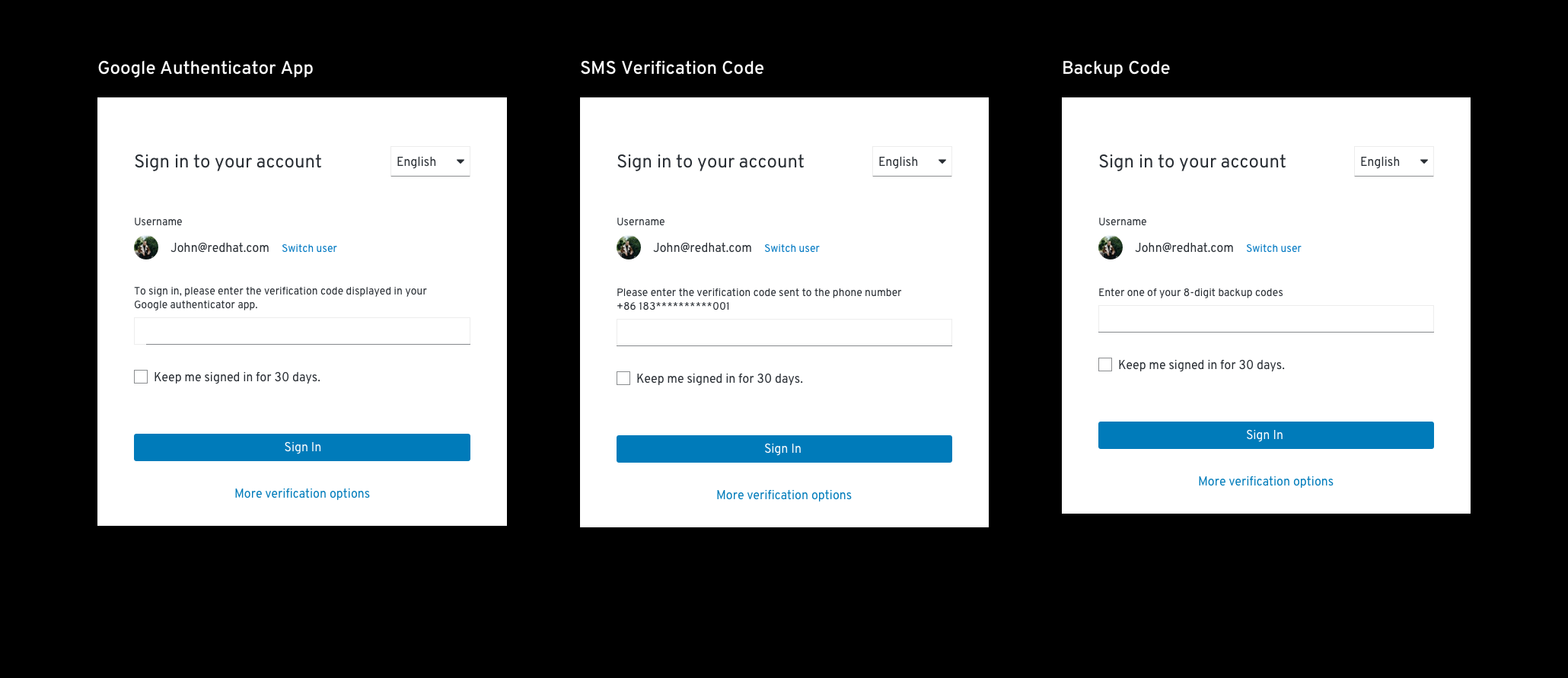 Multi-factor-login-validation-options