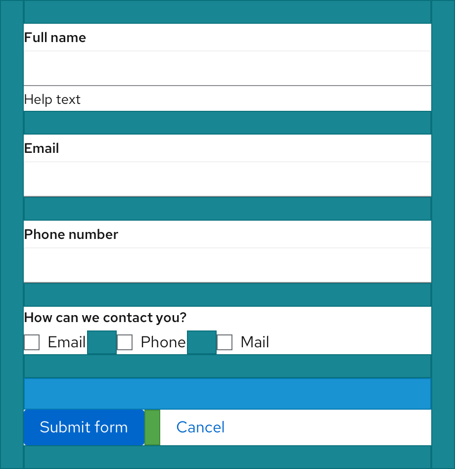 Basic form example with spacers to demonstrate how form elements should be spaced